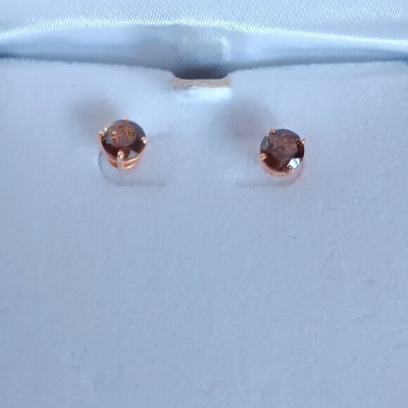 New Levian® 3/8 ct. t.w. Chocolate Quartz® Earrings in 14K Strawberry Gold® - Picture 1 of 5